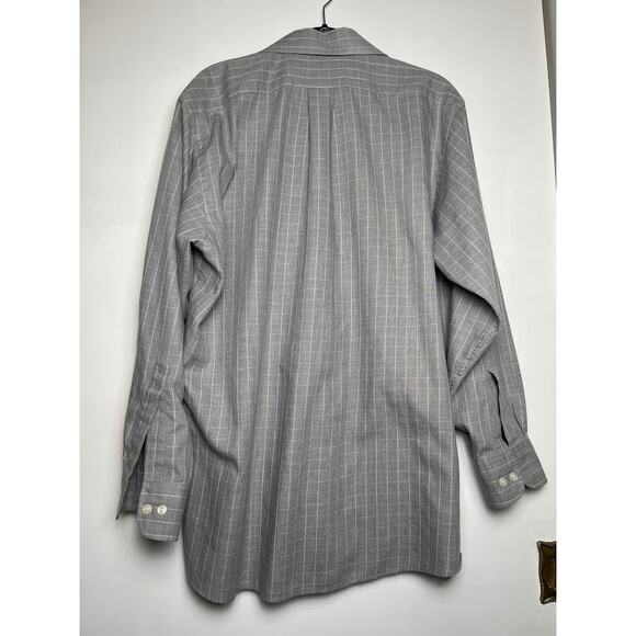 Men's Long Sleeve Dress Shirt Size 15 1/2 Gray Striped Button Up Shirt For Men - Picture 6 of 9